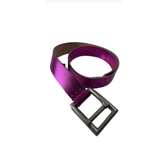 Free People Belt Women Sz M/L We The Free Rowan Metallic Pink Leather Belt - Picture 3 of 11